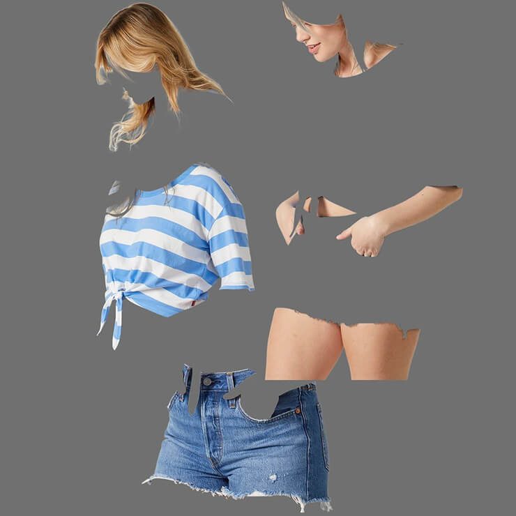 Clipping Path Service applied to isolate product colors and parts.